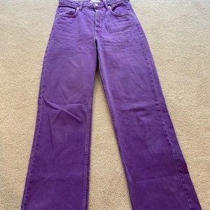 Zara High Waisted Wide Leg Purple Jeans size 6